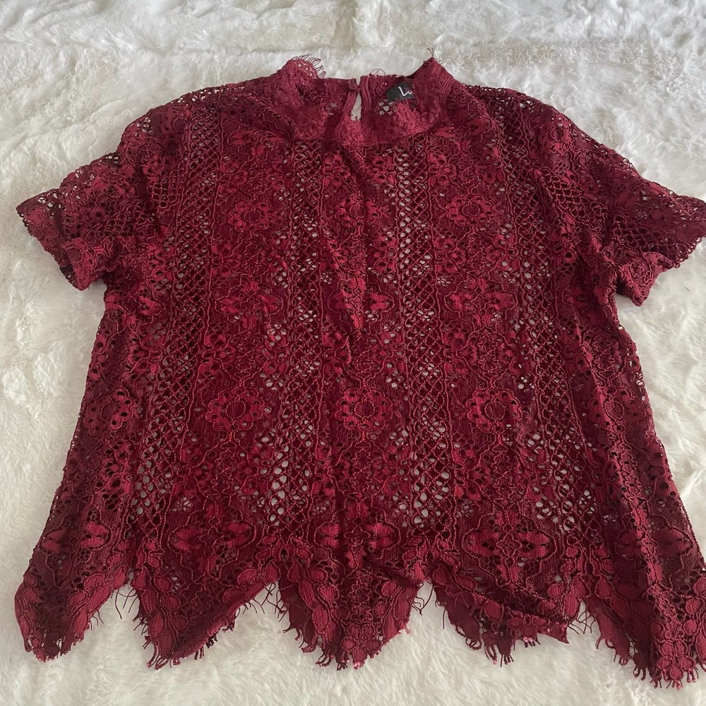 lulus red lace top blouse size medium